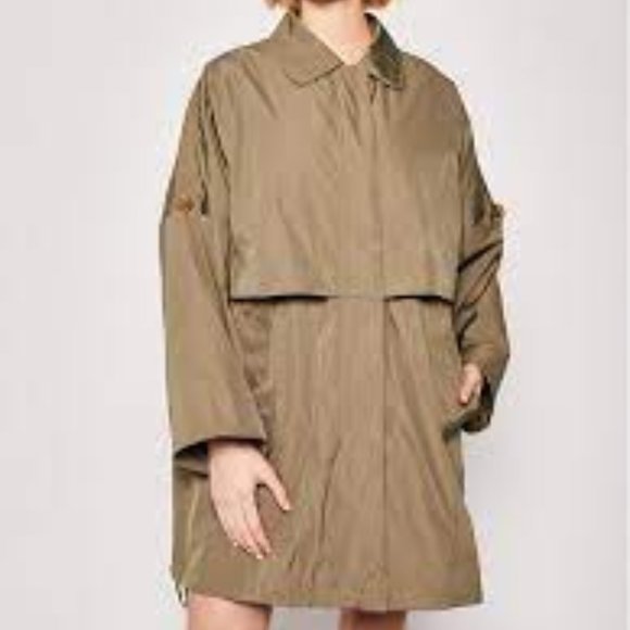 Geox Respira Parka Pisa Cape Jacket Deep Olive Green Size 12 - Picture 14 of 15